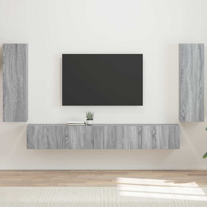 Set di Mobiletto da TV a Parete 4 pcs Grigio Sonoma | homemem39