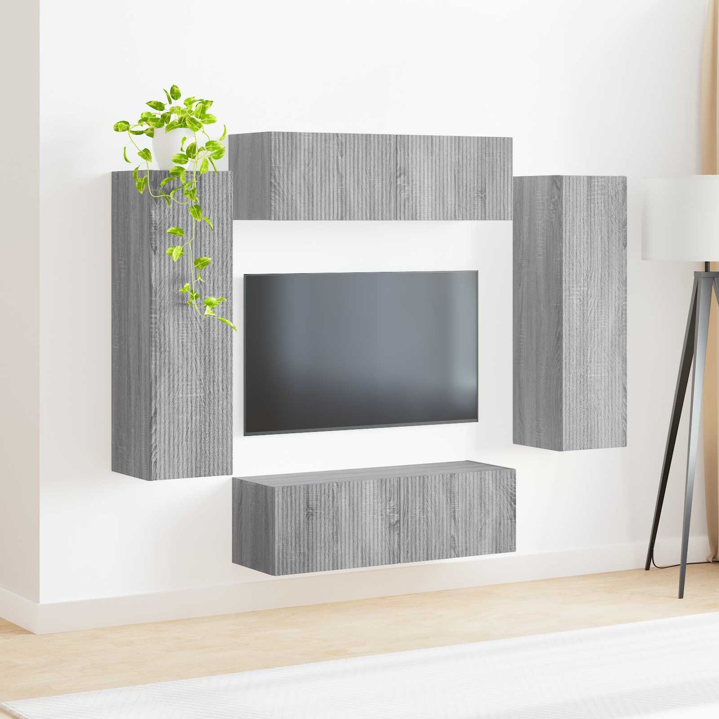Set di Mobiletto da TV a Parete 4 pcs Grigio Sonoma | homemem39