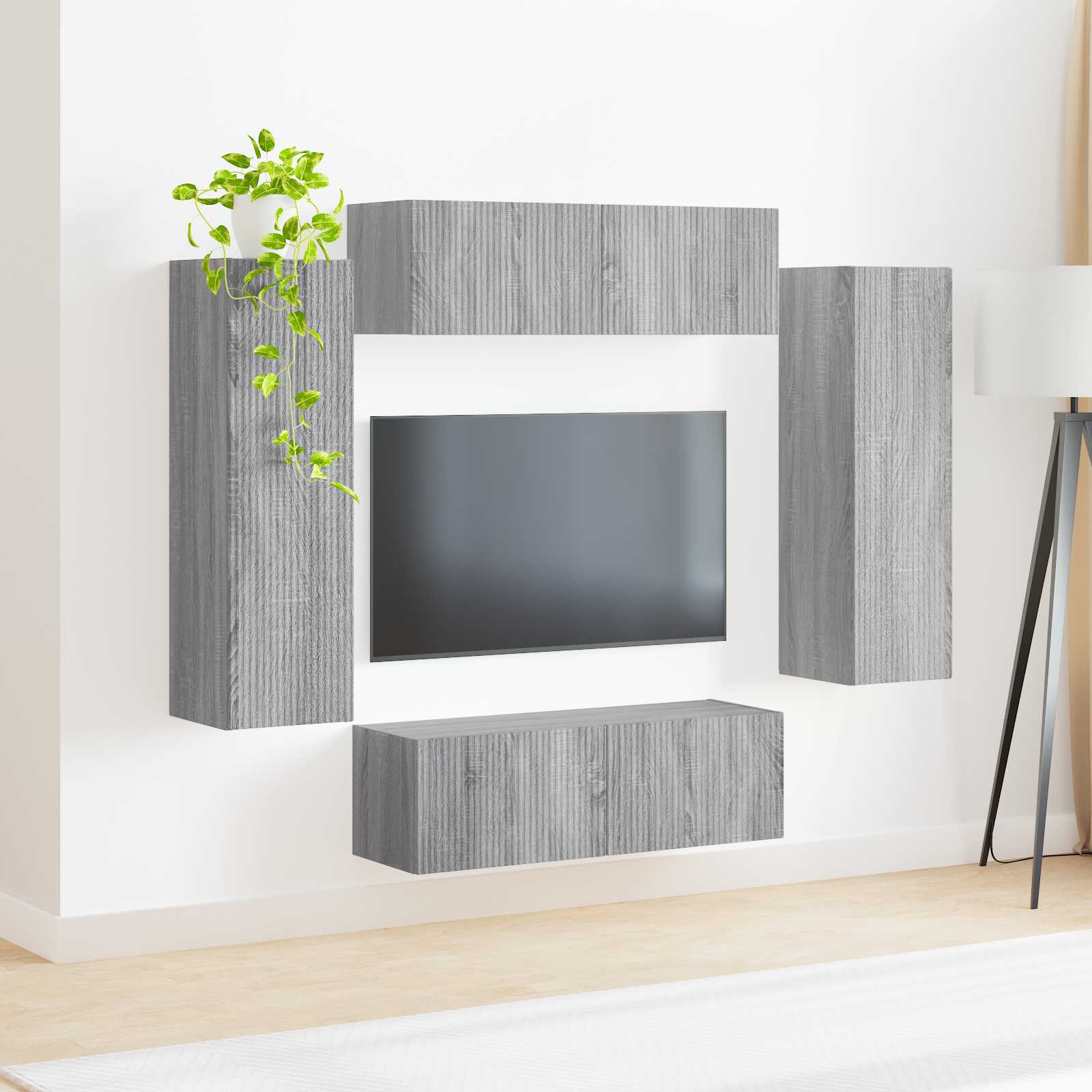 Set di Mobiletto da TV a Parete 4 pcs Grigio Sonoma | homemem39