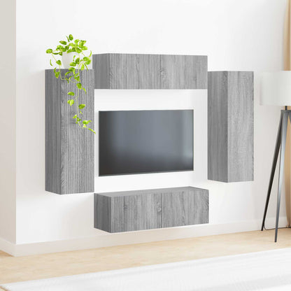 Set di Mobiletto da TV a Parete 4 pcs Grigio Sonoma | homemem39