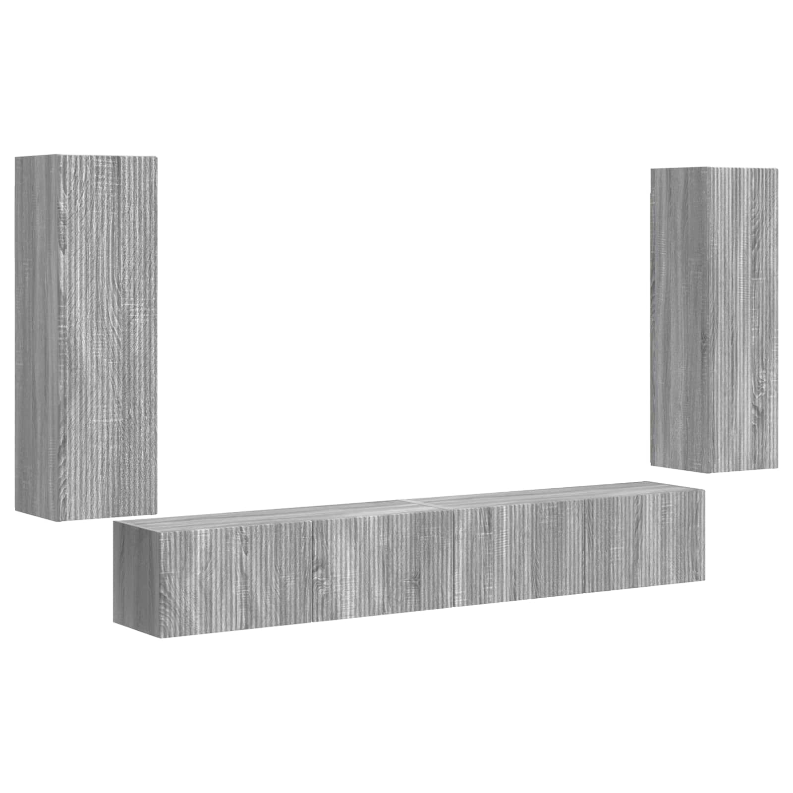 Set di Mobiletto da TV a Parete 4 pcs Grigio Sonoma | homemem39
