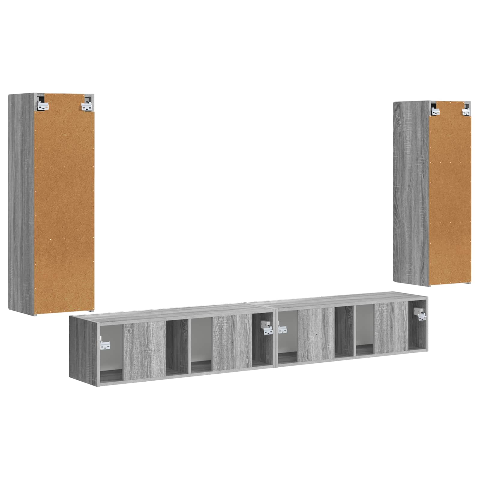 Set di Mobiletto da TV a Parete 4 pcs Grigio Sonoma | homemem39