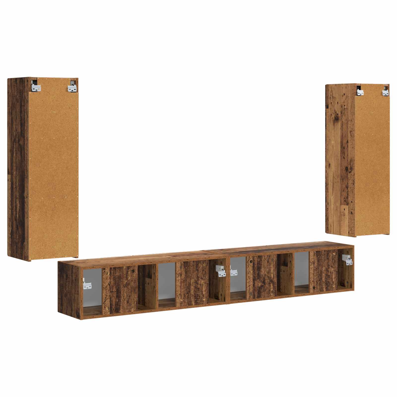 Set di Mobiletto da TV a Parete 4 pcs Legno vecchio | homemem39