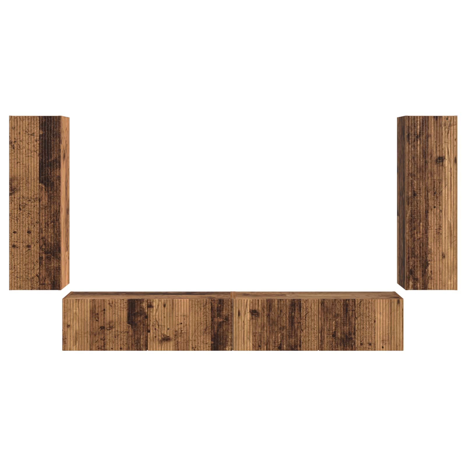 Set di Mobiletto da TV a Parete 4 pcs Legno vecchio | homemem39