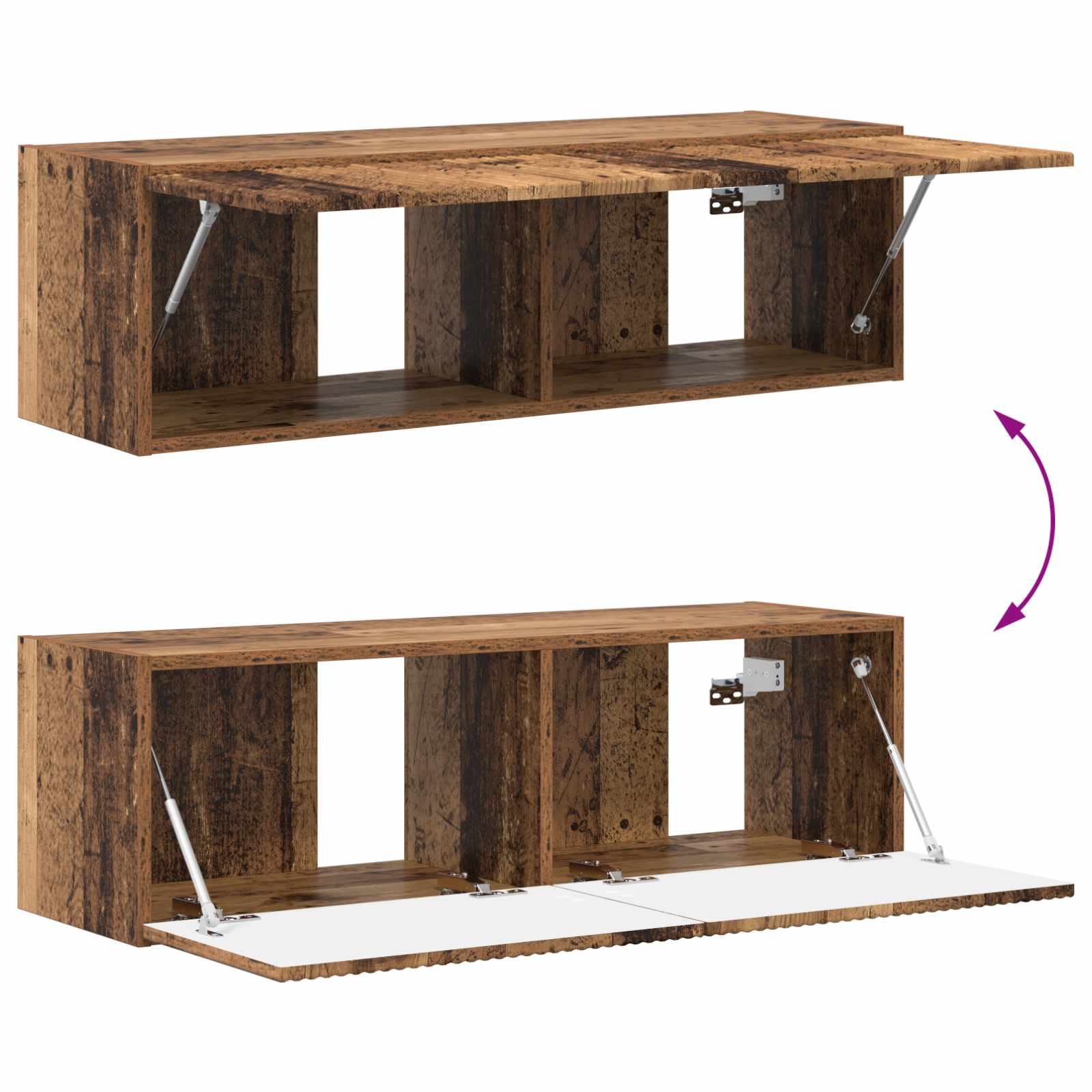 Set di Mobiletto da TV a Parete 4 pcs Legno vecchio | homemem39