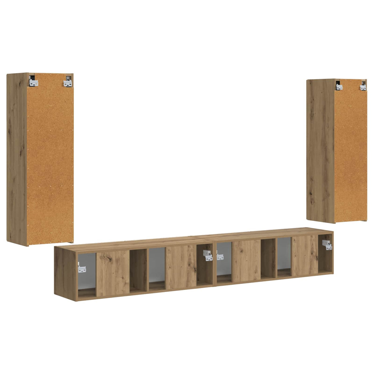 Set di Mobiletto da TV a Parete 4 pz Rovere artigianale | homemem39