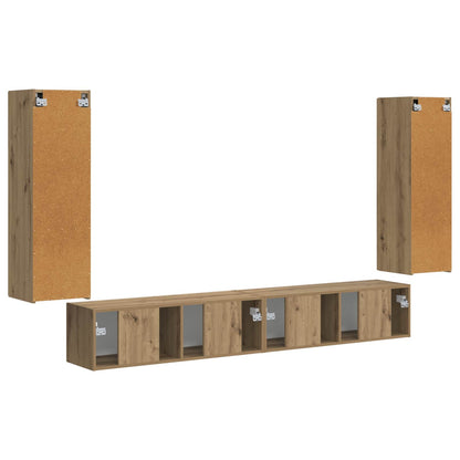 Set di Mobiletto da TV a Parete 4 pz Rovere artigianale | homemem39