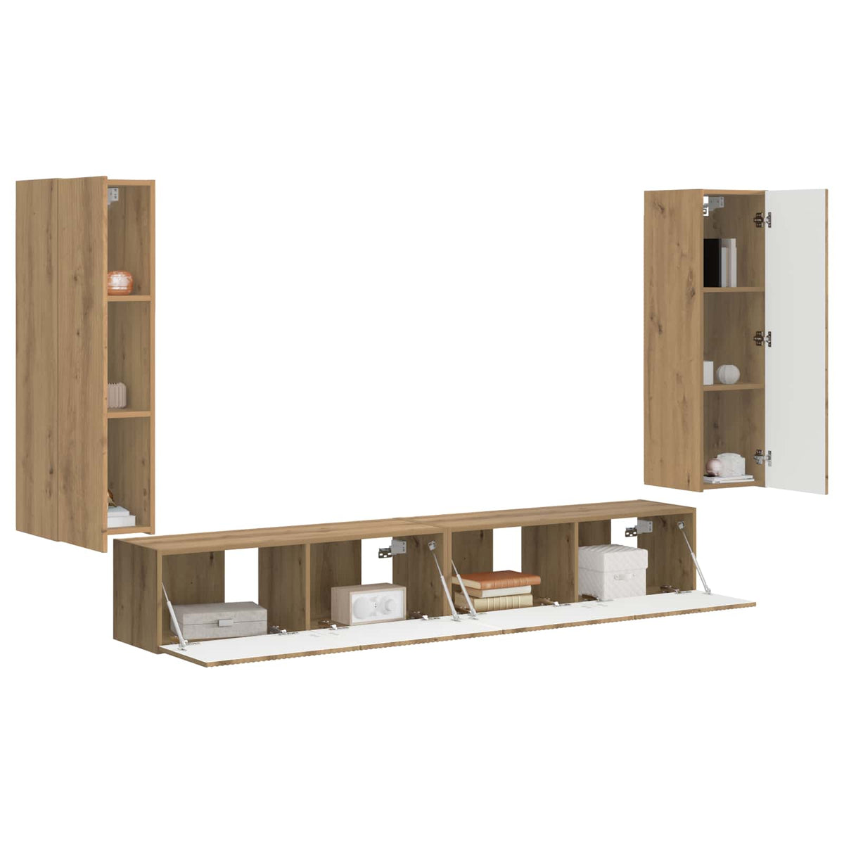 Set di Mobiletto da TV a Parete 4 pz Rovere artigianale | homemem39