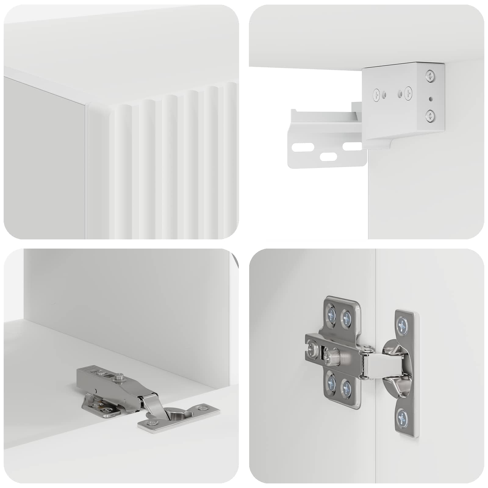 Set di Mobiletto da TV a Parete 4 pcs Bianco Legno multistrato | homemem39