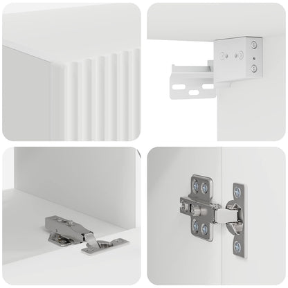 Set di Mobiletto da TV a Parete 4 pcs Bianco Legno multistrato