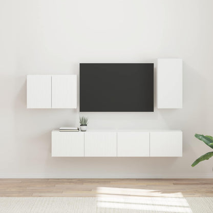 Set di Mobiletto da TV a Parete 4 pcs Bianco Legno multistrato | homemem39