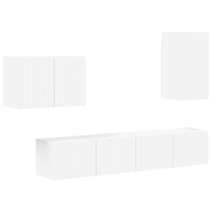 Set di Mobiletto da TV a Parete 4 pcs Bianco Legno multistrato | homemem39