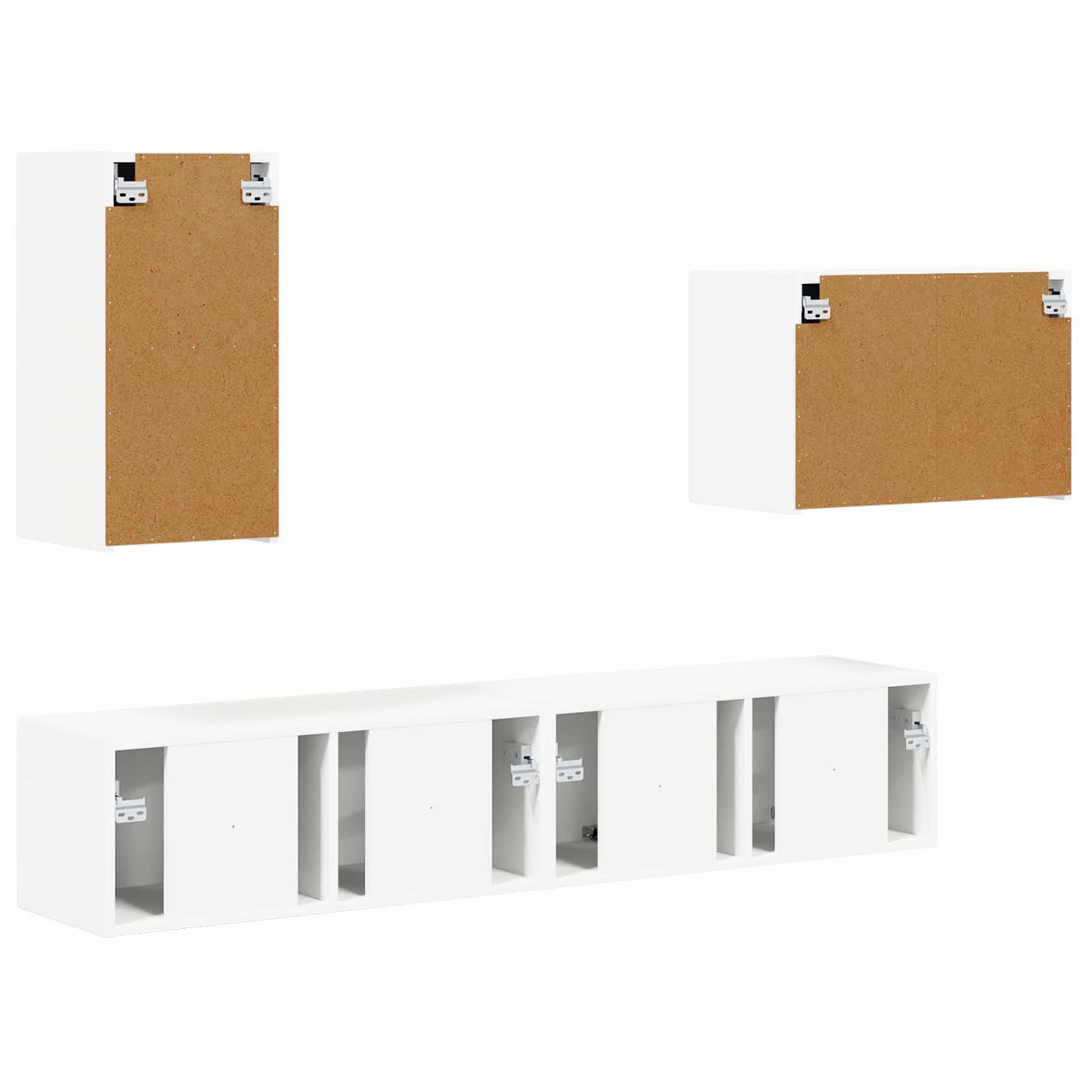 Set di Mobiletto da TV a Parete 4 pcs Bianco Legno multistrato | homemem39