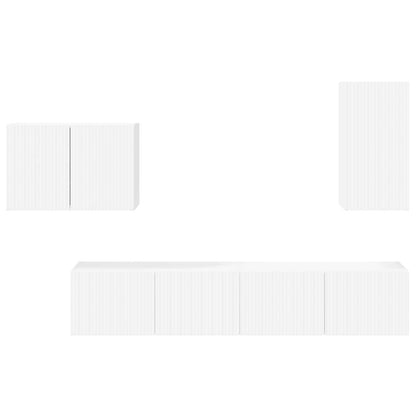 Set di Mobiletto da TV a Parete 4 pcs Bianco Legno multistrato