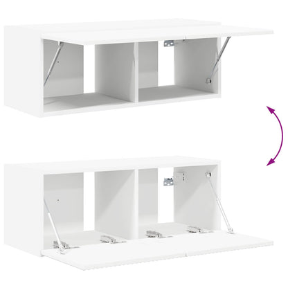 Set di Mobiletto da TV a Parete 4 pcs Bianco Legno multistrato