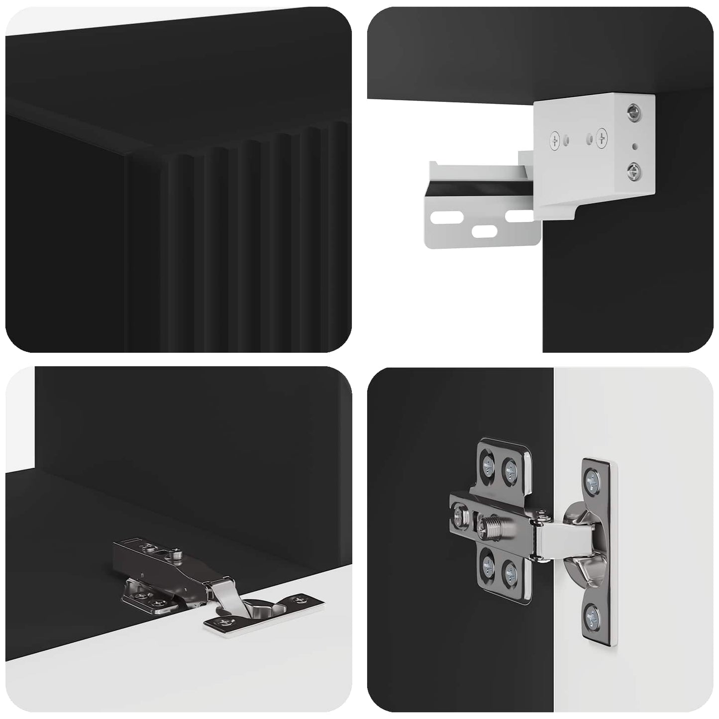 Set di Mobiletto da TV a Parete 4 pcs Nero Legno ingegnerizzato | homemem39