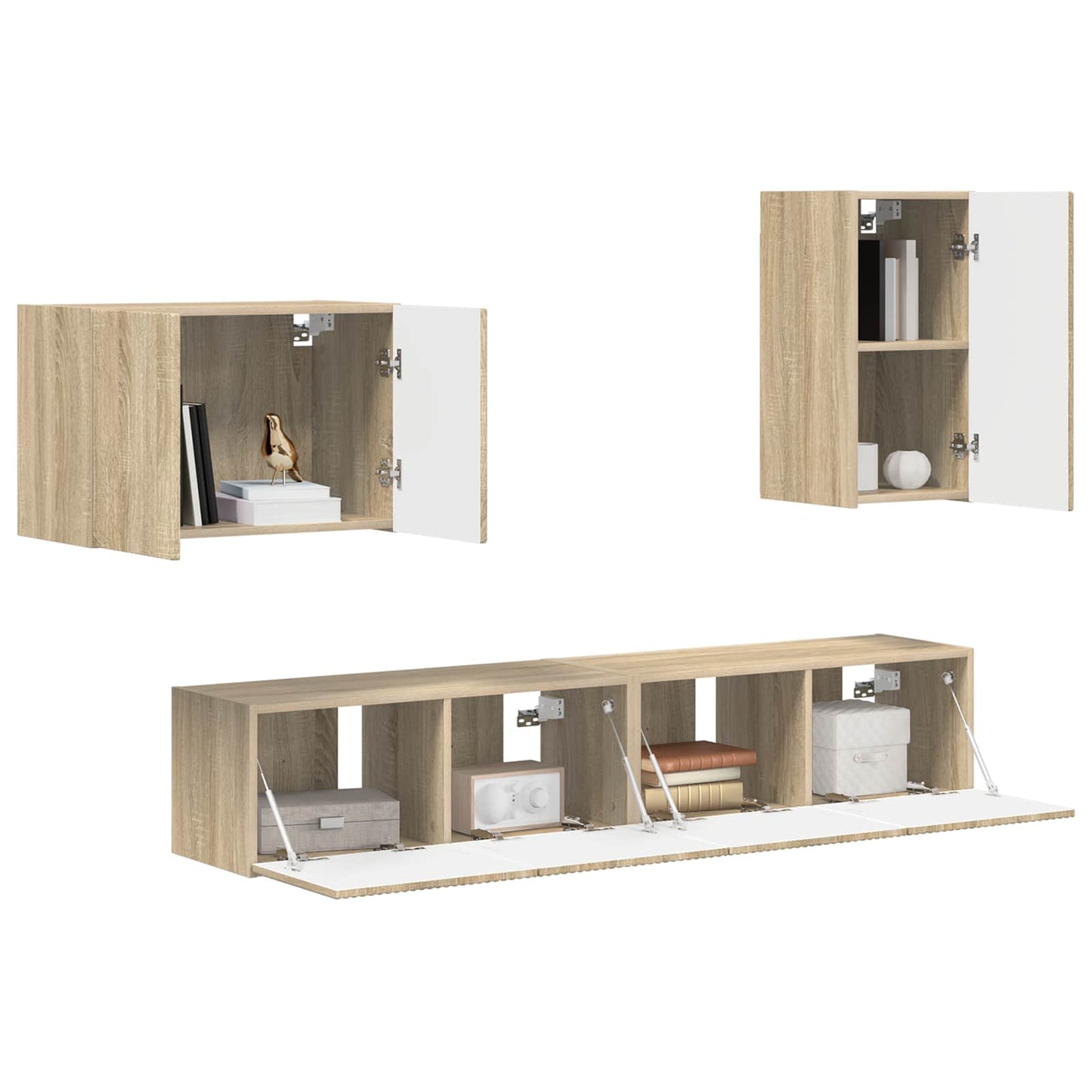 Set di Mobiletto da TV a Parete 4 pcs Rovere Sonoma