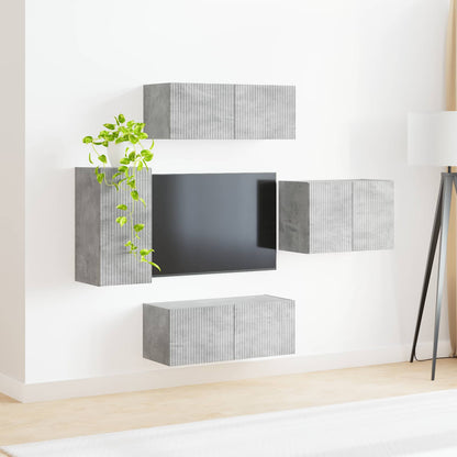 Set di Mobiletto da TV a Parete 4 pcs Grigio cemento