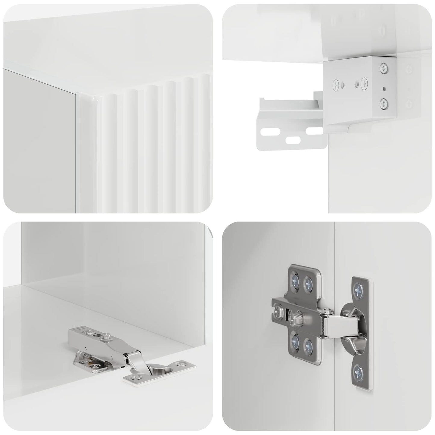 Set di Mobiletto da TV a Parete 4 pcs Bianco Lucido