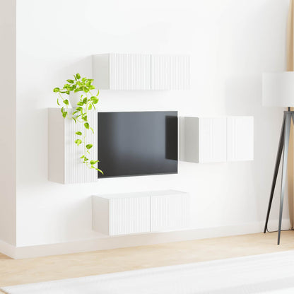 Set di Mobiletto da TV a Parete 4 pcs Bianco Lucido
