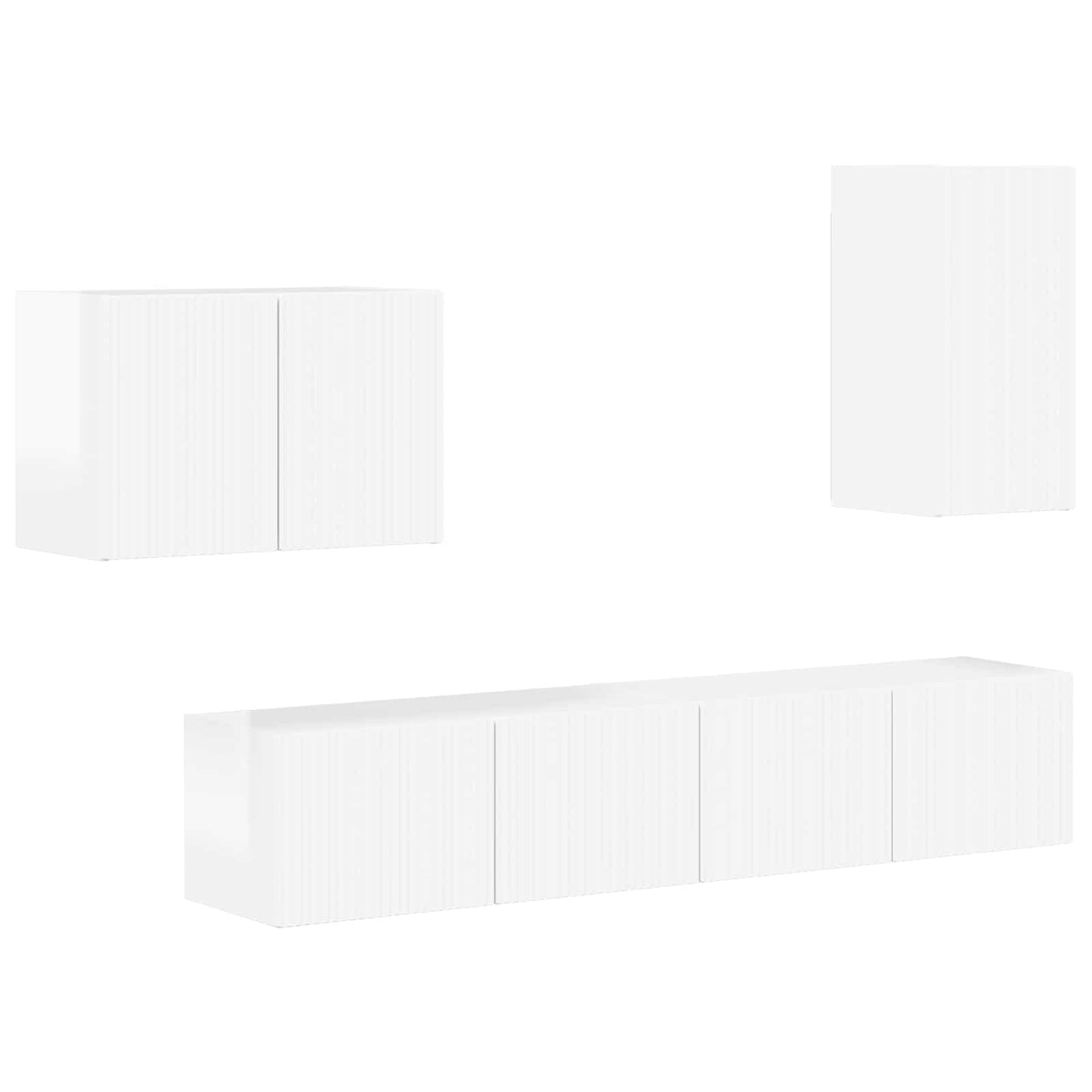 Set di Mobiletto da TV a Parete 4 pcs Bianco Lucido