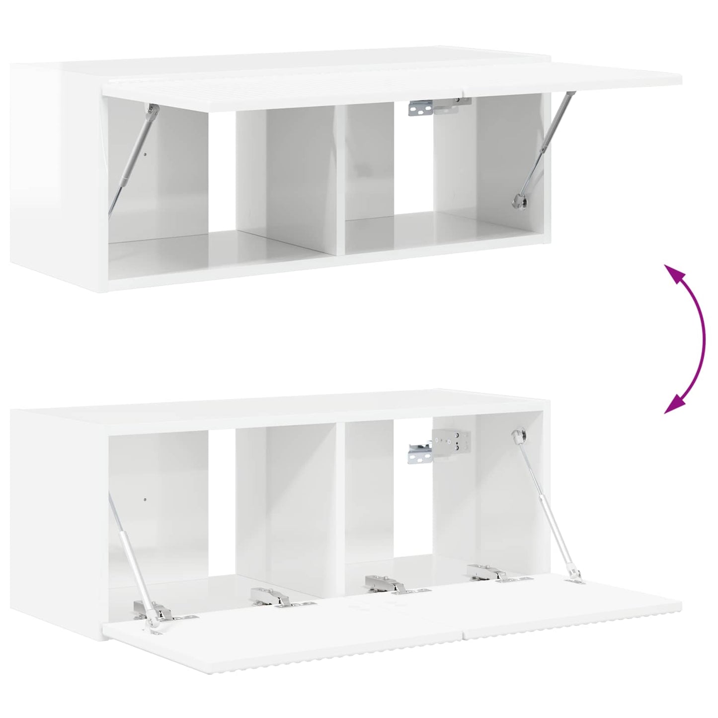 Set di Mobiletto da TV a Parete 4 pcs Bianco Lucido