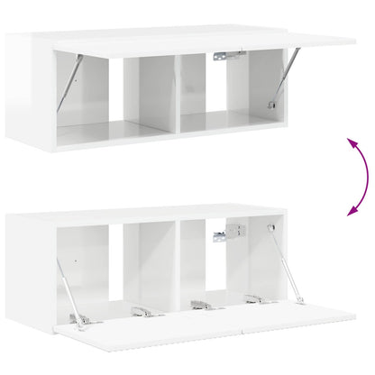 Set di Mobiletto da TV a Parete 4 pcs Bianco Lucido