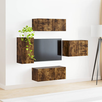 Set di Mobiletto da TV a Parete 4 pcs Rovere fumé