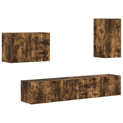 Set di Mobiletto da TV a Parete 4 pcs Rovere fumé