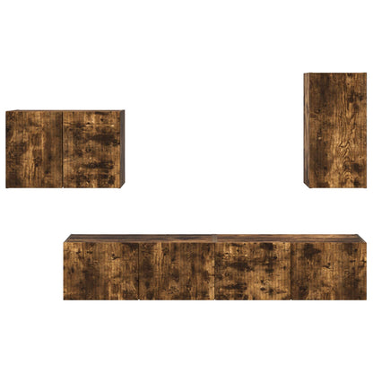 Set di Mobiletto da TV a Parete 4 pcs Rovere fumé