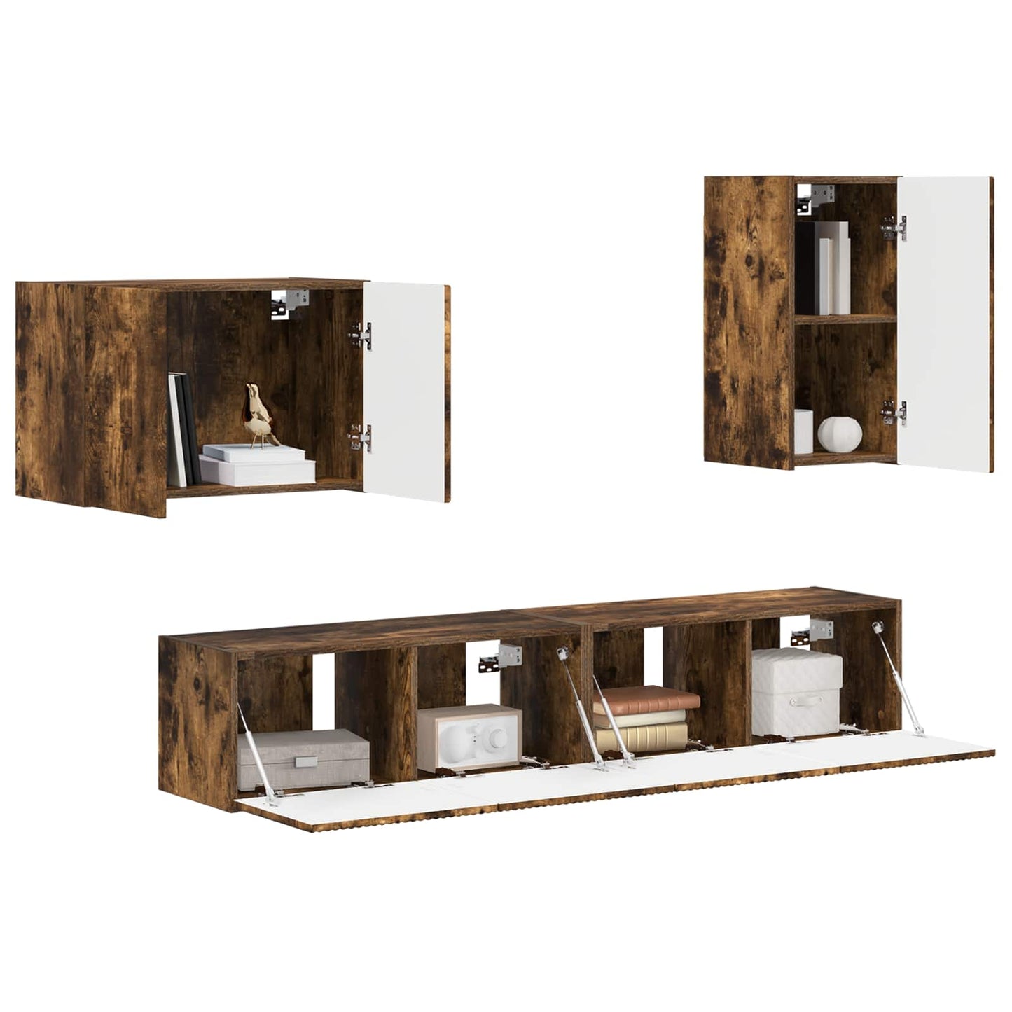 Set di Mobiletto da TV a Parete 4 pcs Rovere fumé
