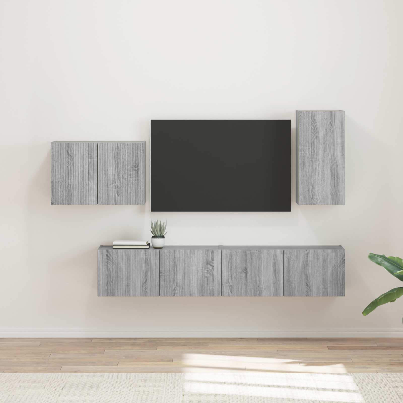 Set di Mobiletto da TV a Parete 4 pcs Grigio Sonoma | homemem39