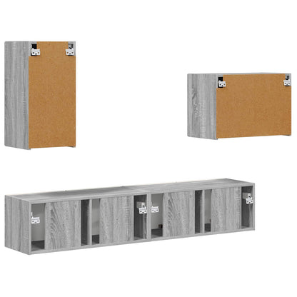 Set di Mobiletto da TV a Parete 4 pcs Grigio Sonoma | homemem39