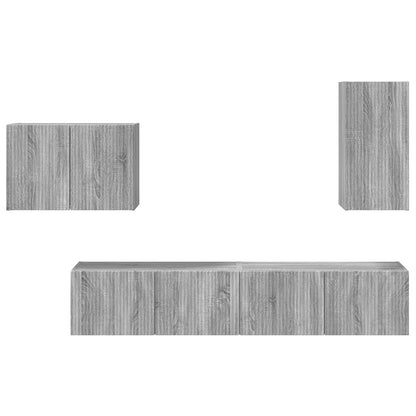 Set di Mobiletto da TV a Parete 4 pcs Grigio Sonoma