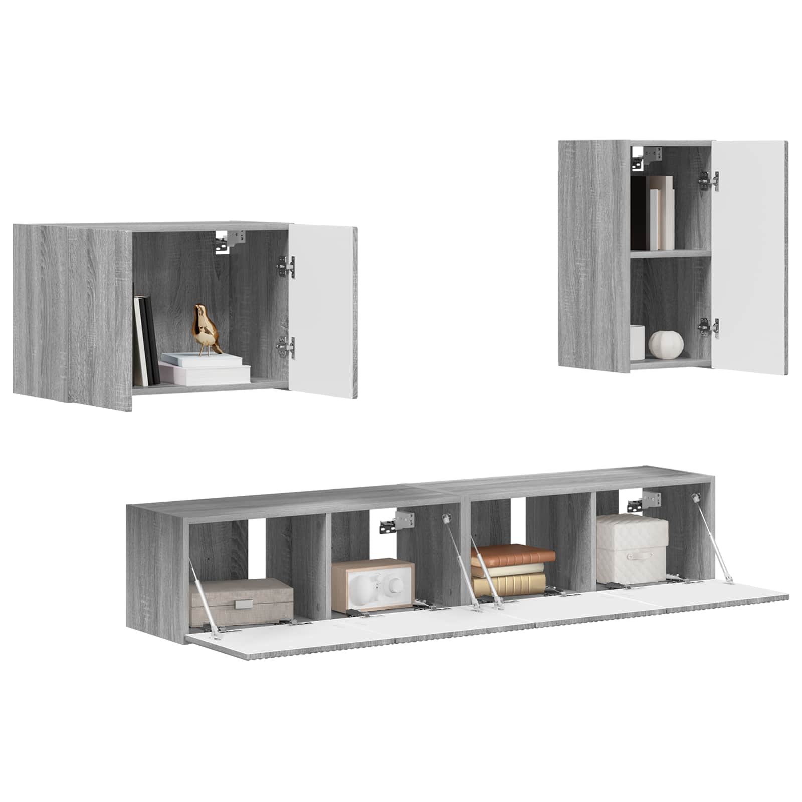 Set di Mobiletto da TV a Parete 4 pcs Grigio Sonoma | homemem39