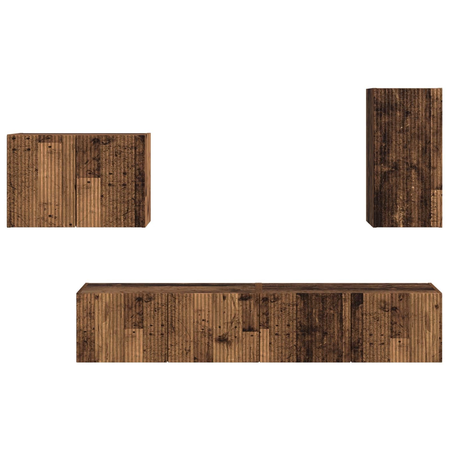 Set di Mobiletto da TV a Parete 4 pcs Legno vecchio