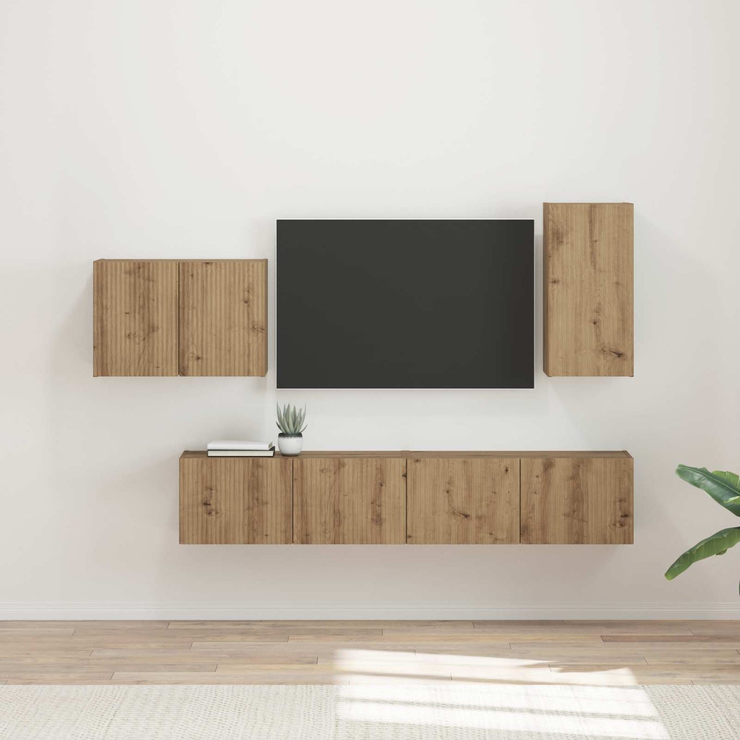 Set di Mobiletto da TV a Parete 4 pcs Rovere artigianale