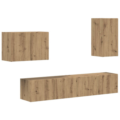 Set di Mobiletto da TV a Parete 4 pcs Rovere artigianale