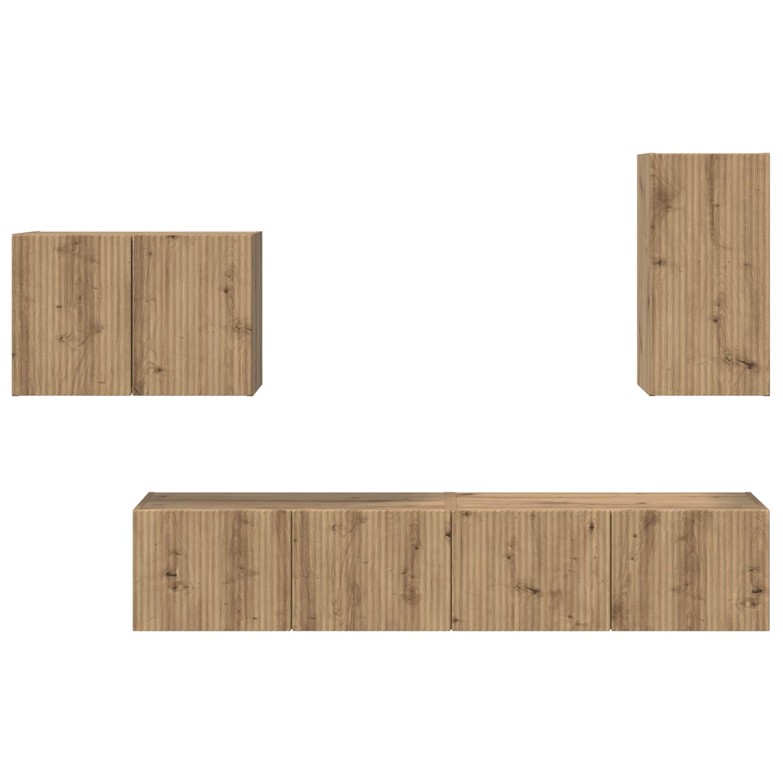 Set di Mobiletto da TV a Parete 4 pcs Rovere artigianale | homemem39