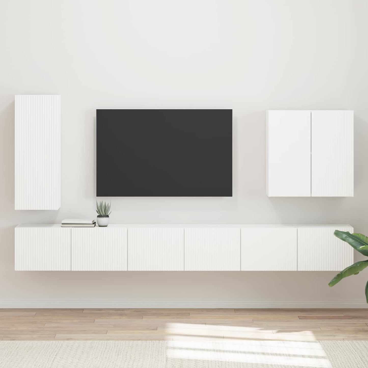 Set di Mobiletto da TV a Parete Montaggio a parete 6 pcs Bianco