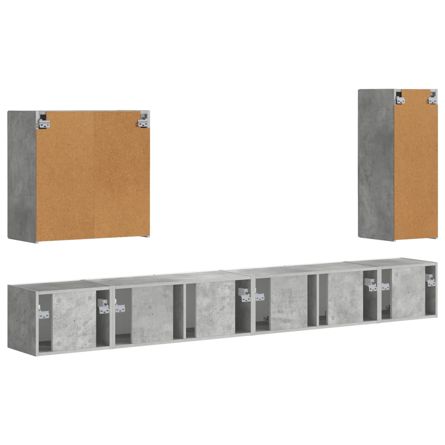 Set di Mobiletto da TV a Parete 6 pz Grigio cemento