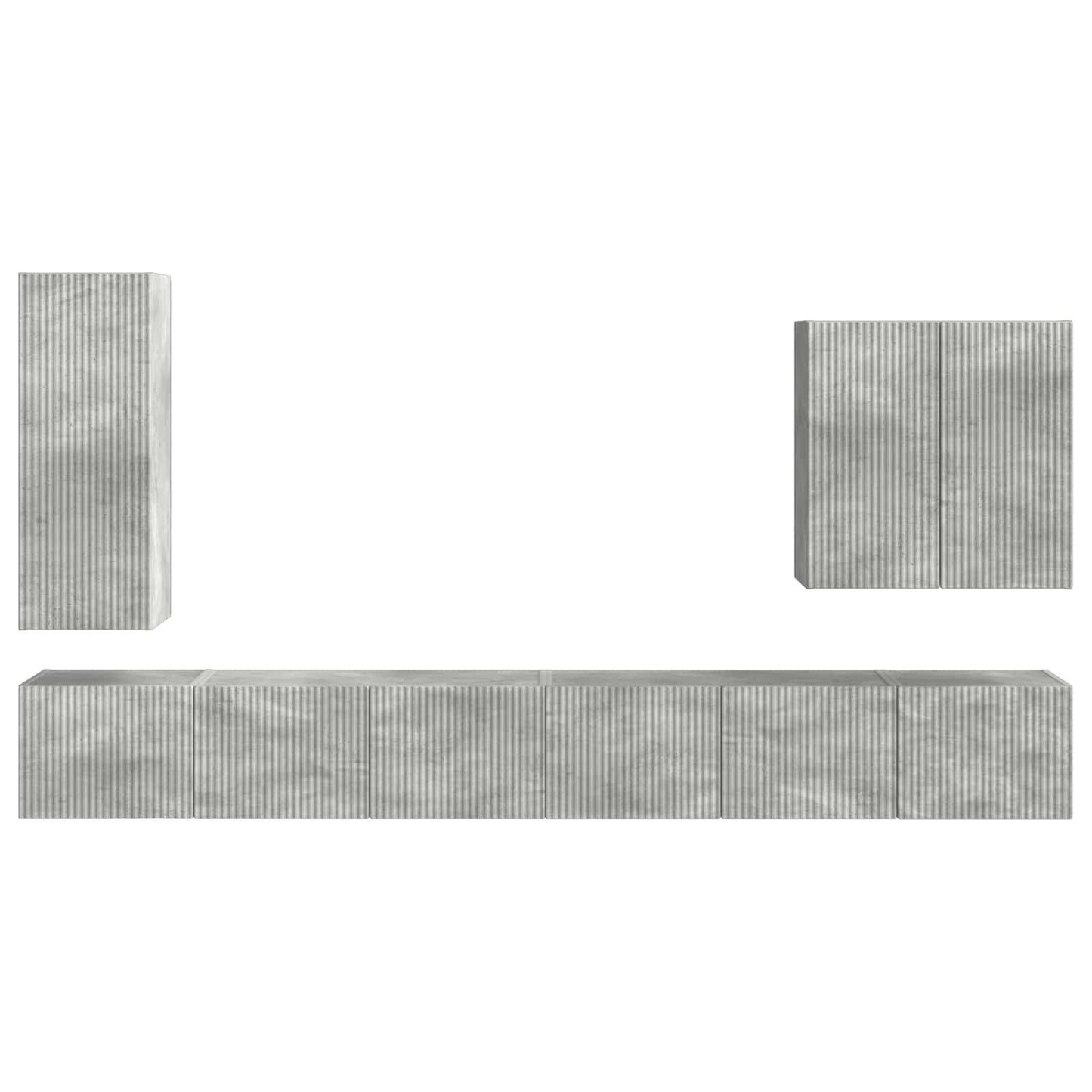 Set di Mobiletto da TV a Parete 6 pcs Grigio cemento