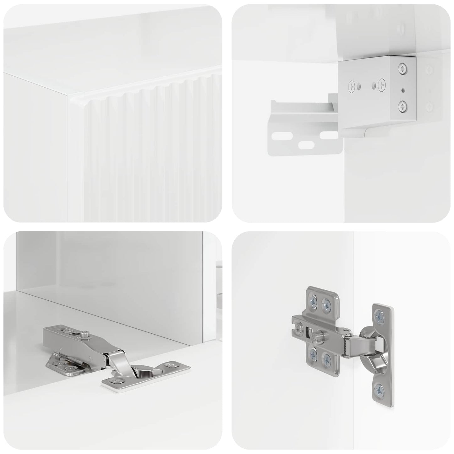 Set di Mobiletto da TV a Parete 6 pcs Bianco Lucido