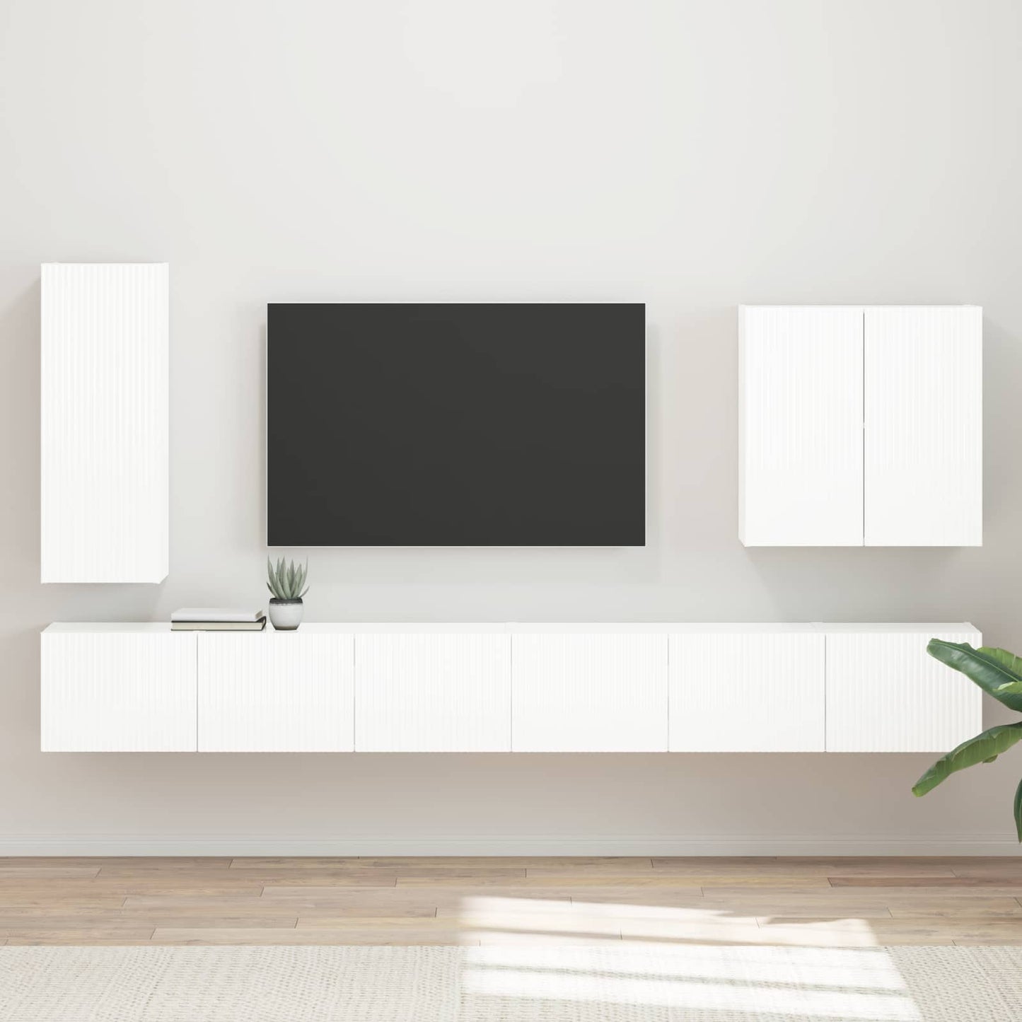 Set di Mobiletto da TV a Parete 6 pcs Bianco Lucido