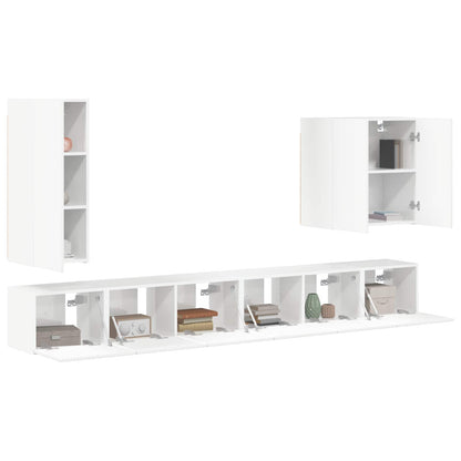 Set di Mobiletto da TV a Parete 6 pcs Bianco Lucido