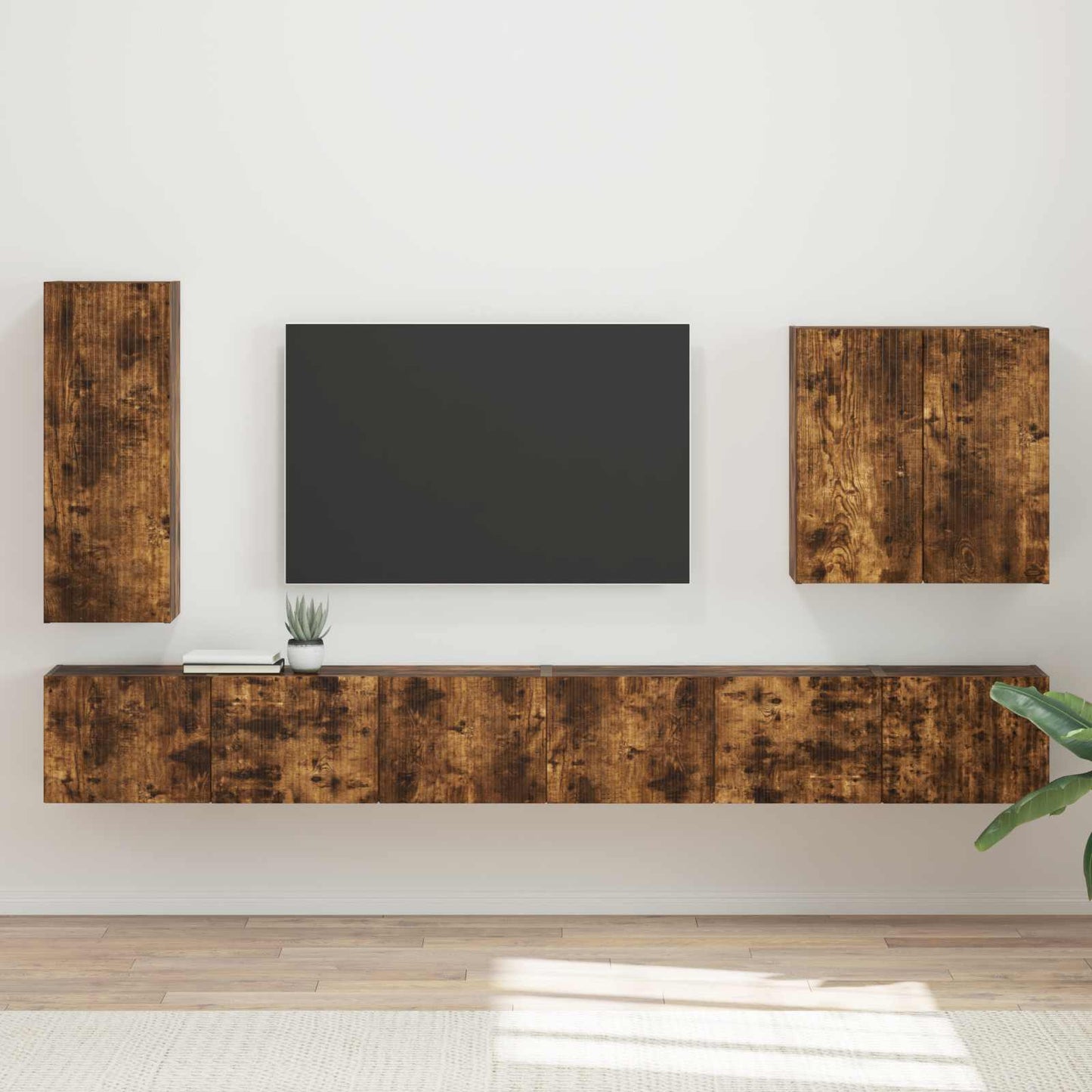 Set di Mobiletto da TV a Parete 6 pcs Rovere fumé
