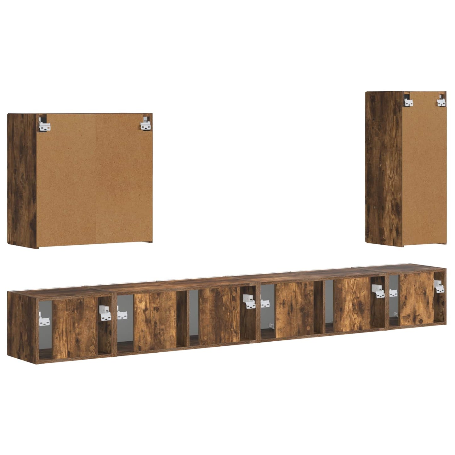 Set di Mobiletto da TV a Parete 6 pcs Rovere fumé | homemem39