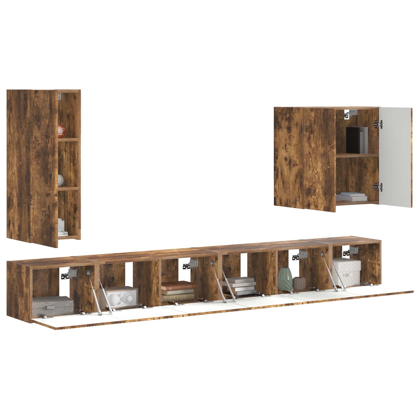 Set di Mobiletto da TV a Parete 6 pcs Rovere fumé