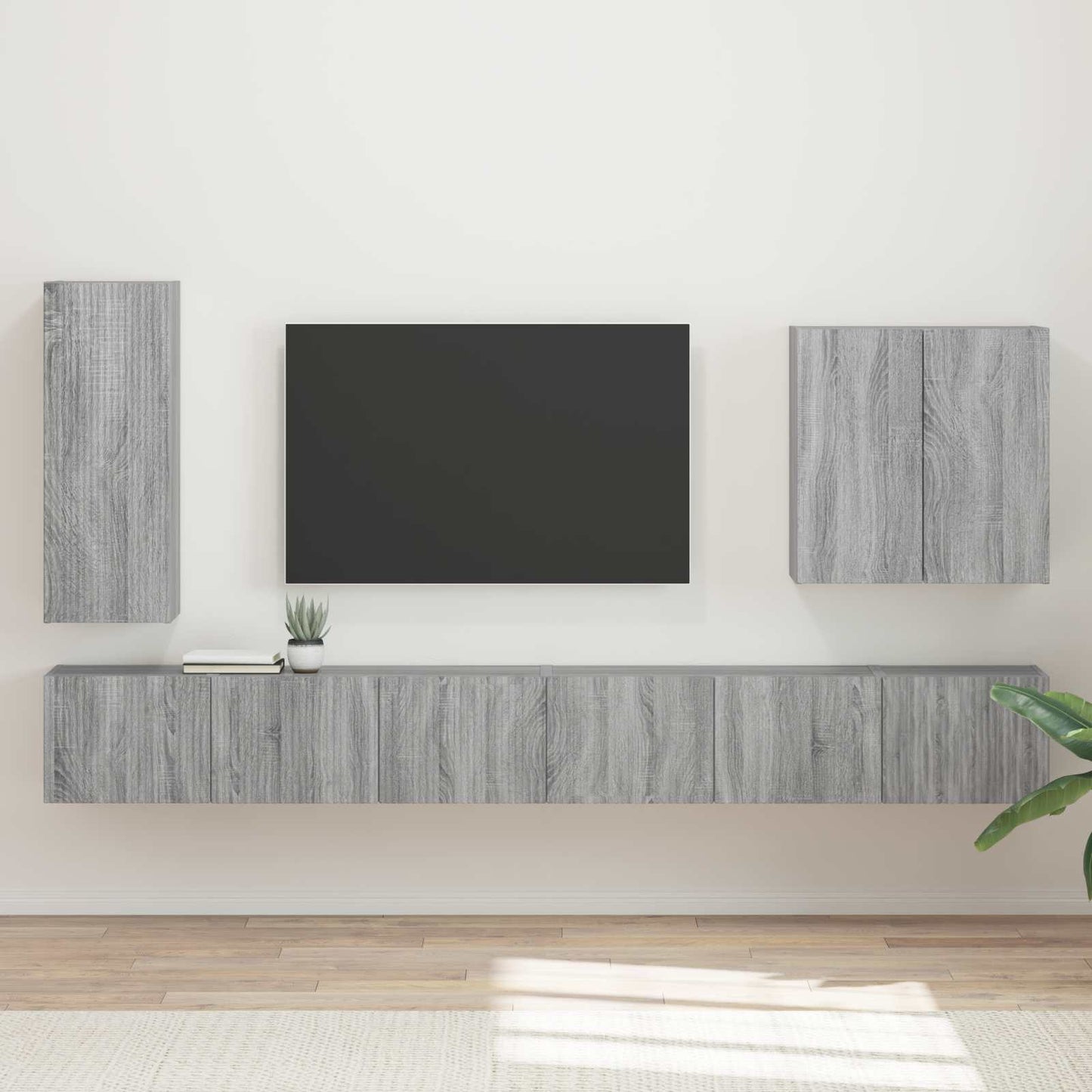 Set di Mobiletto da TV a Parete 6 pcs Grigio Sonoma
