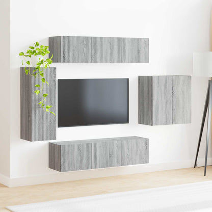 Montaggio a parete 6 pcs Grigio Sonoma